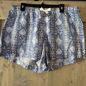 JCrew Poplin Pajama Short Blue Shells  Women's XL Lightweight Boxers NWT